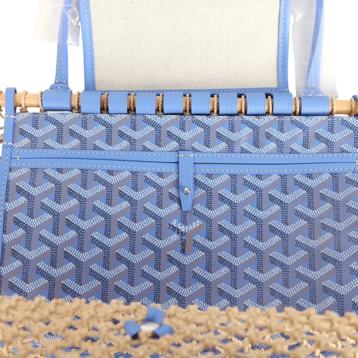 goyard Goyard Goyardine Canvas Iris Aligre Bag Raffia Net Palladium Hardware | Thumbnail 8 goyard Goyard Goyardine Canvas Iris Aligre Bag Raffia Net Palladium Hardware | Thumbnail 8
