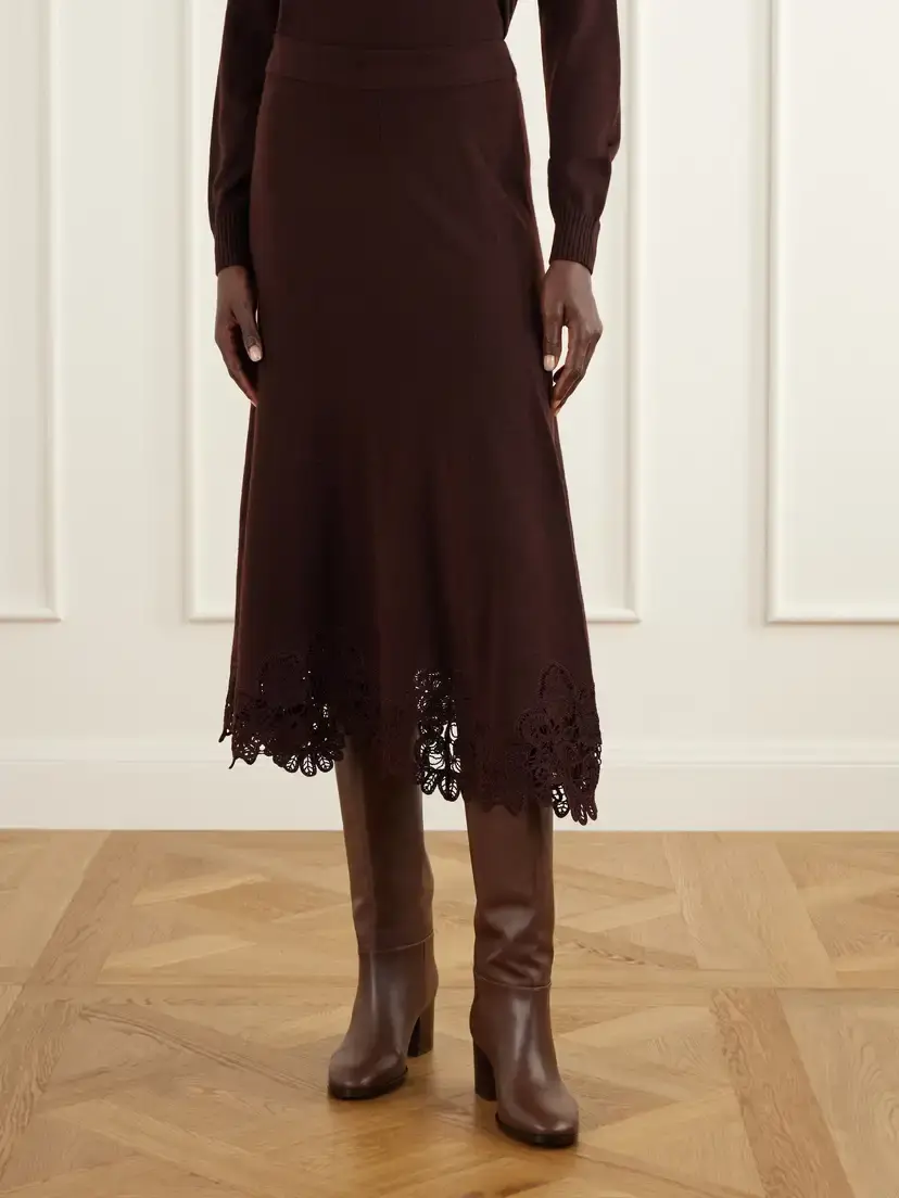 Zimmermann Valiant Lace-trimmed Wool Midi Skirt | Thumbnail 3 Zimmermann Valiant Lace-trimmed Wool Midi Skirt | Thumbnail 3