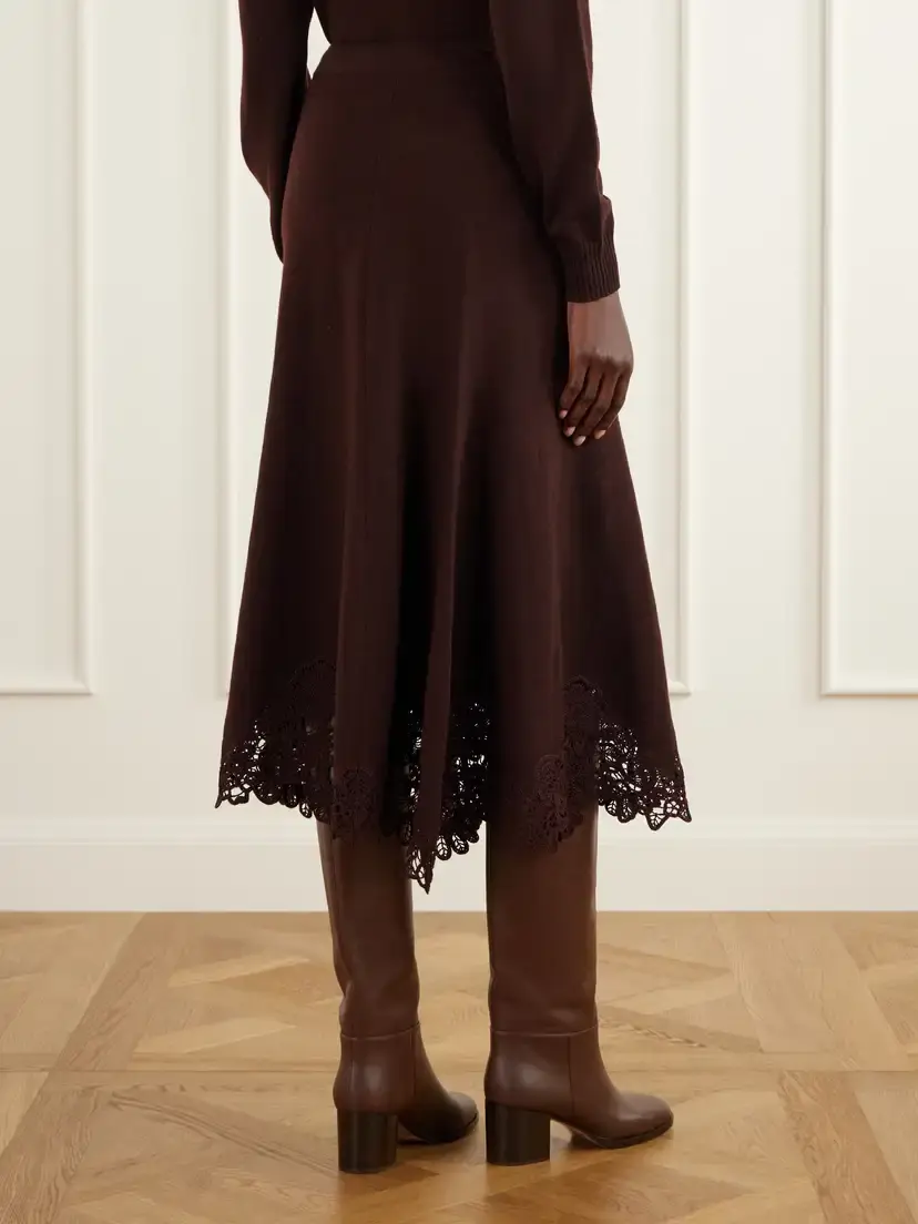 Zimmermann Valiant Lace-trimmed Wool Midi Skirt | Thumbnail 4 Zimmermann Valiant Lace-trimmed Wool Midi Skirt | Thumbnail 4