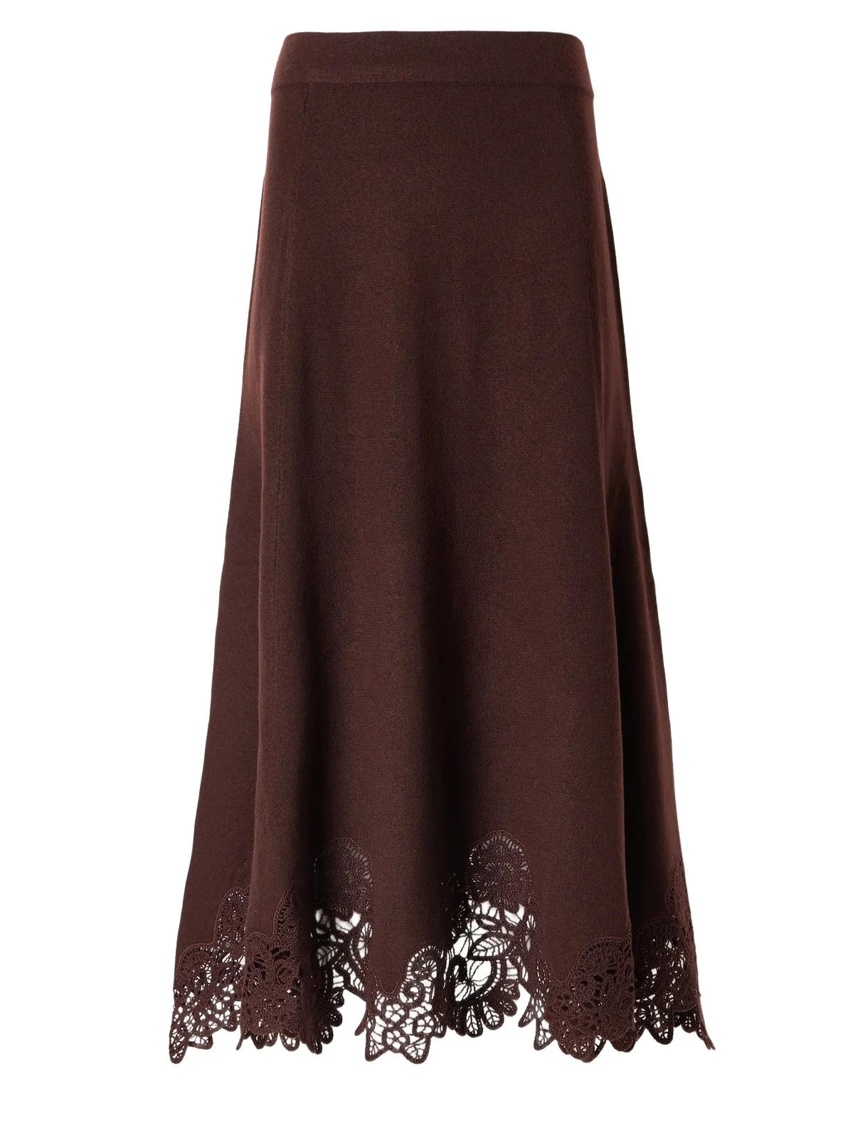 Valiant Lace-trimmed Wool Midi Skirt