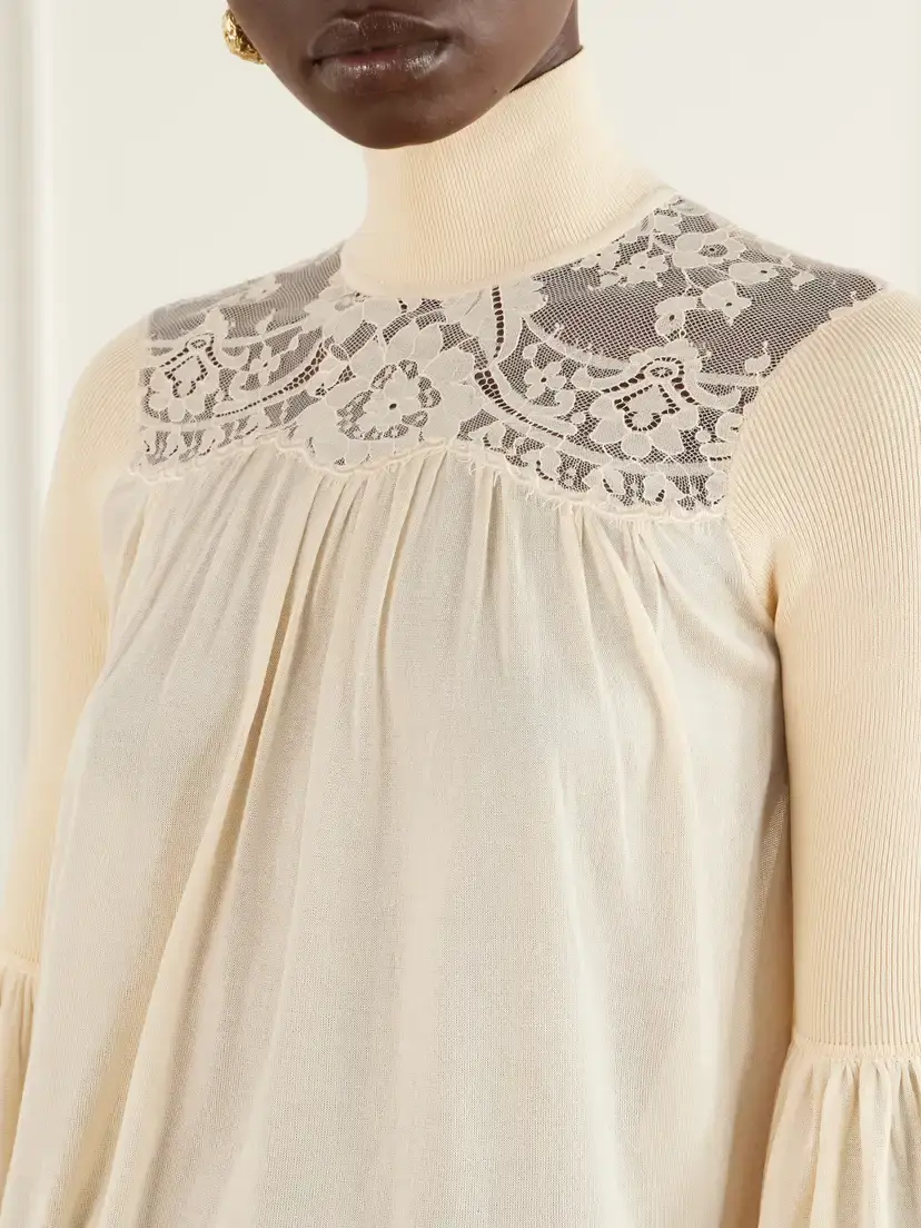 Zimmermann Valiant Lace-trimmed Lyocell-blend Turtleneck Blouse | Thumbnail 5