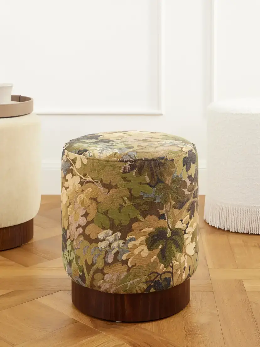 SIX THE RESIDENCE Tapestry-jacquard And Wood Pouf - Multi | Thumbnail 2