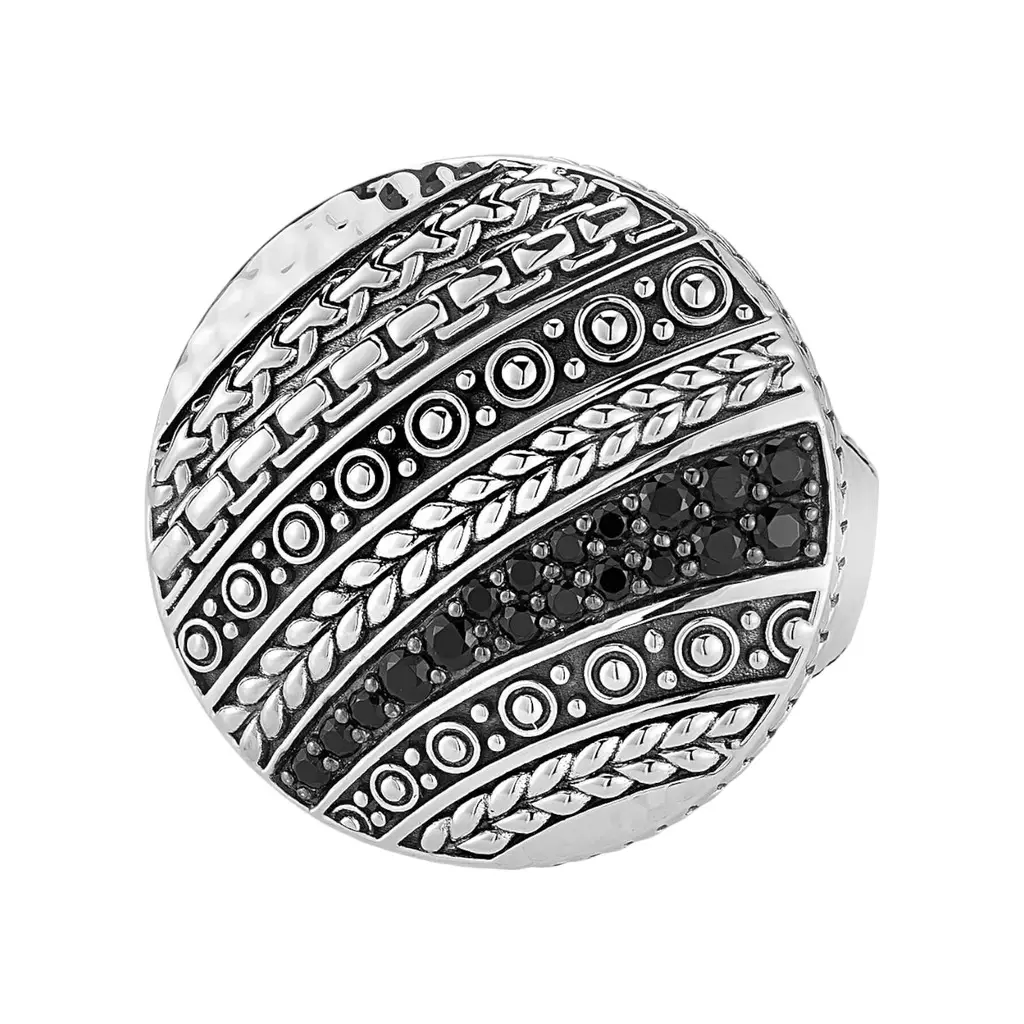 JAI JAI Master Artisan Sterling Silver Black Spinel Disk Ring JJH3020R-BS - by The Solist | Image 1 JAI JAI Master Artisan Sterling Silver Black Spinel Disk Ring JJH3020R-BS - by The Solist | Image 1