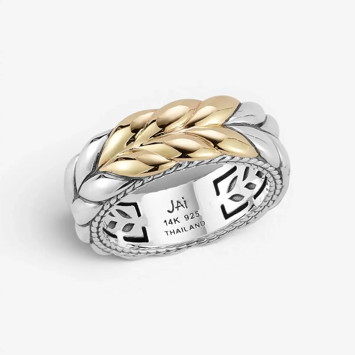 JAI JAI Sterling Silver & 14K Yellow Gold Basketweave Men's Band Ring JJH5020MRG - by The Solist | Thumbnail 2 JAI JAI Sterling Silver & 14K Yellow Gold Basketweave Men's Band Ring JJH5020MRG - by The Solist | Thumbnail 2
