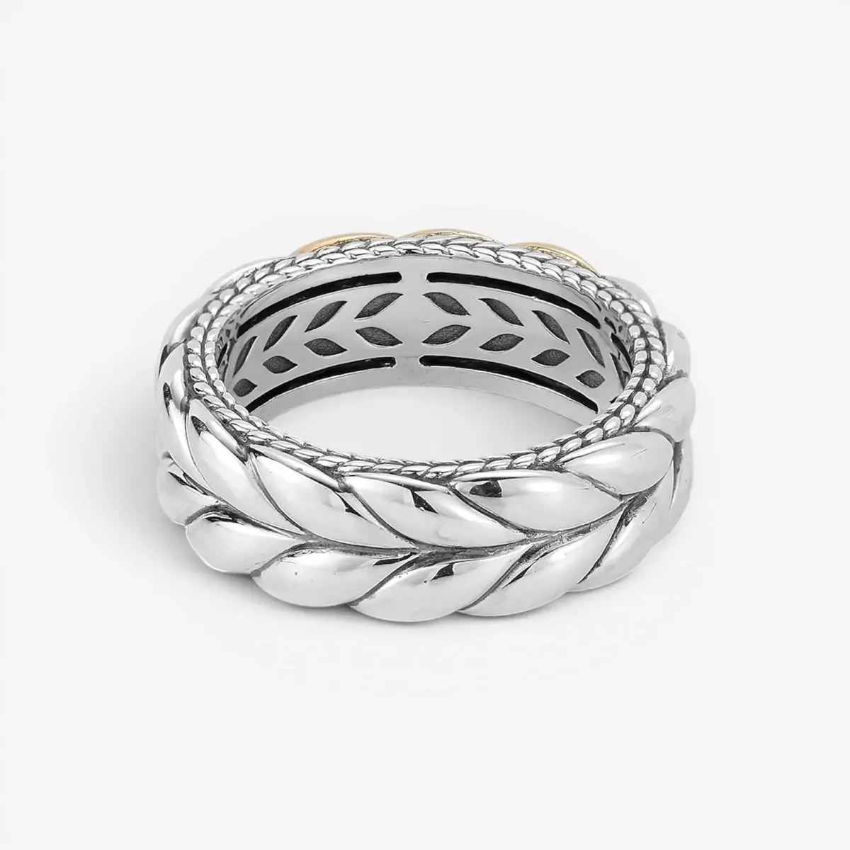 JAI JAI Sterling Silver & 14K Yellow Gold Basketweave Men's Band Ring JJH5020MRG - by The Solist | Thumbnail 4 JAI JAI Sterling Silver & 14K Yellow Gold Basketweave Men's Band Ring JJH5020MRG - by The Solist | Thumbnail 4
