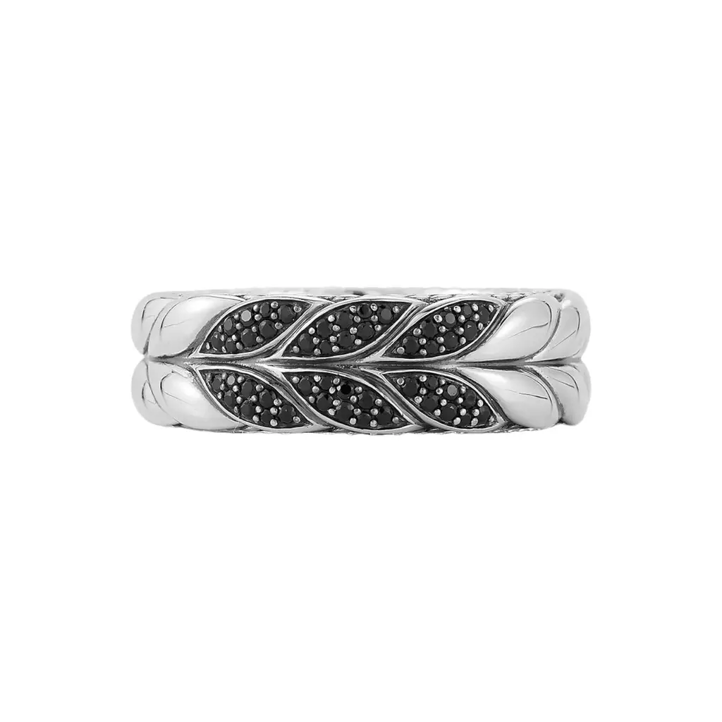 JAI JAI Sterling Silver Black Spinel Basketweave Men's Band Ring JJH5020MR-BS - by The Solist | Image 1 JAI JAI Sterling Silver Black Spinel Basketweave Men's Band Ring JJH5020MR-BS - by The Solist | Image 1