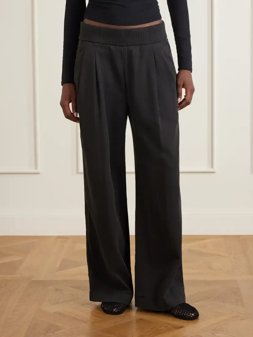 James Perse Ribbed Waist Cotton And Cashmere-blend Wide-leg Pants | Thumbnail 3 James Perse Ribbed Waist Cotton And Cashmere-blend Wide-leg Pants | Thumbnail 3