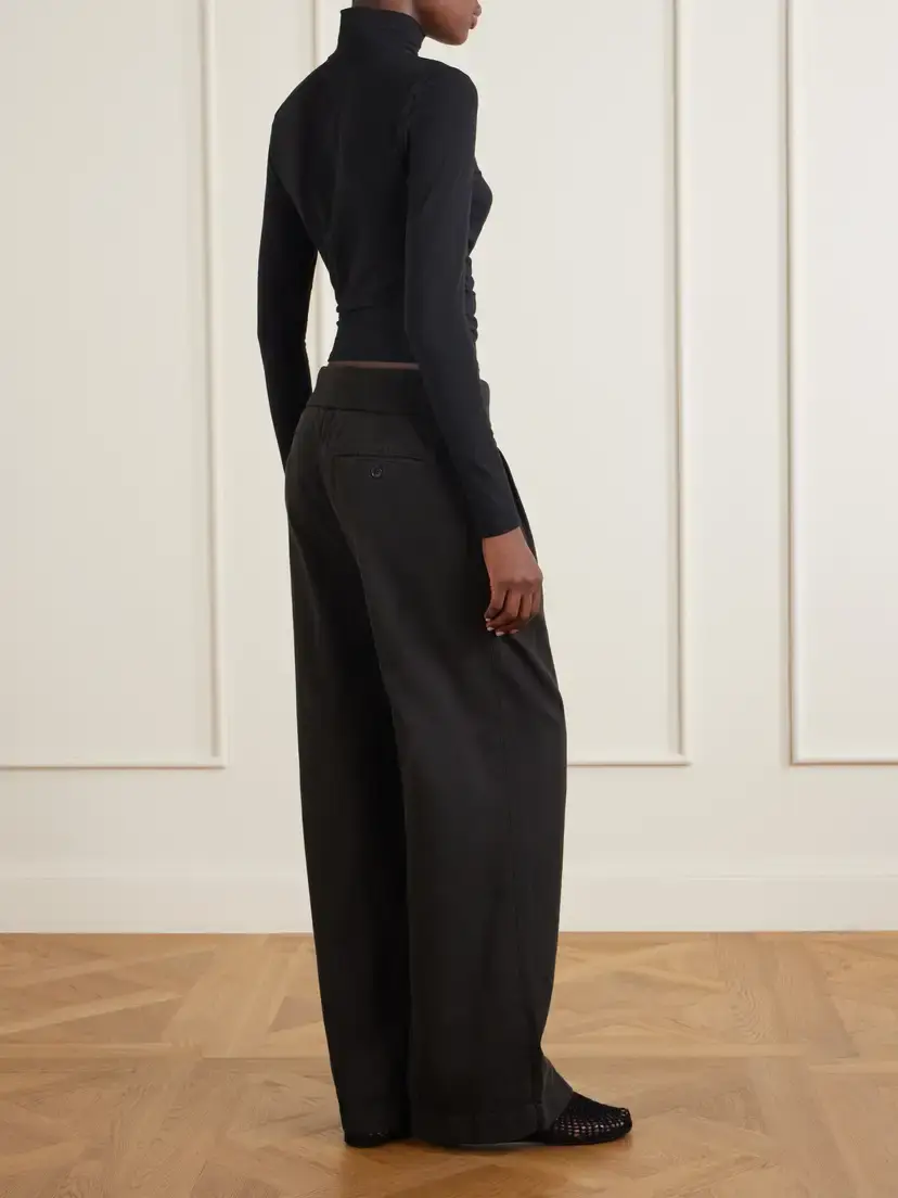 James Perse Ribbed Waist Cotton And Cashmere-blend Wide-leg Pants | Thumbnail 4 James Perse Ribbed Waist Cotton And Cashmere-blend Wide-leg Pants | Thumbnail 4