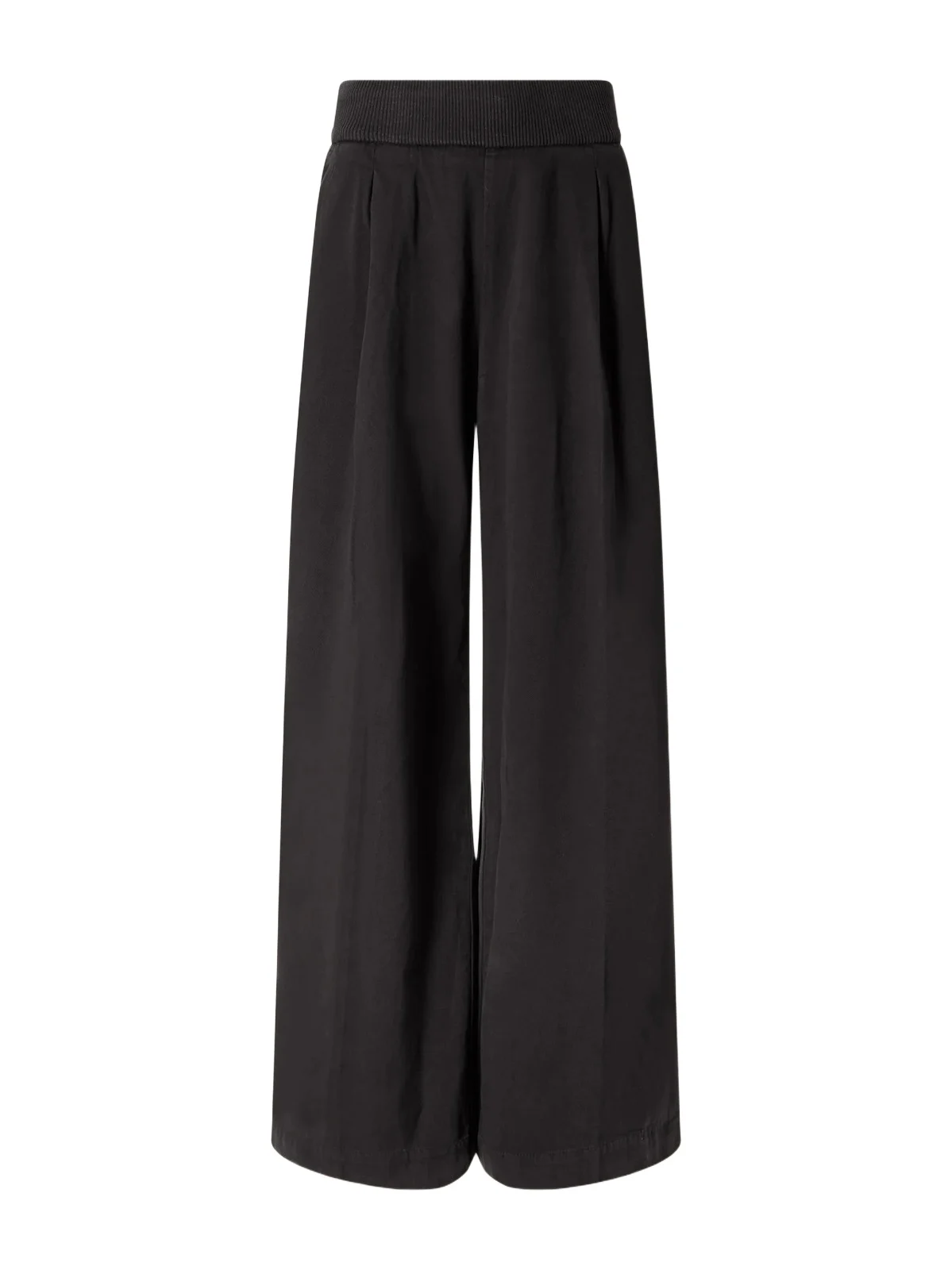 Ribbed Waist Cotton And Cashmere-blend Wide-leg Pants