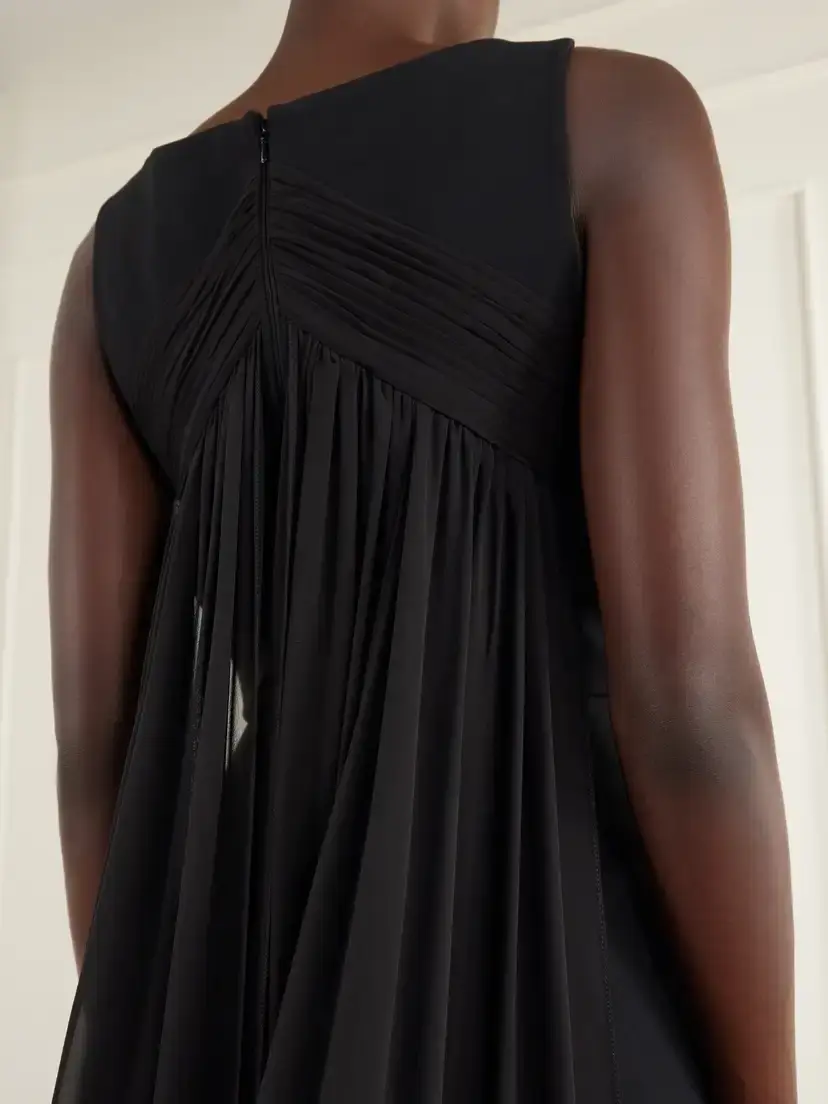 Elie Saab Ruched Chiffon-trimmed Silk-blend Cady Jumpsuit | Thumbnail 5