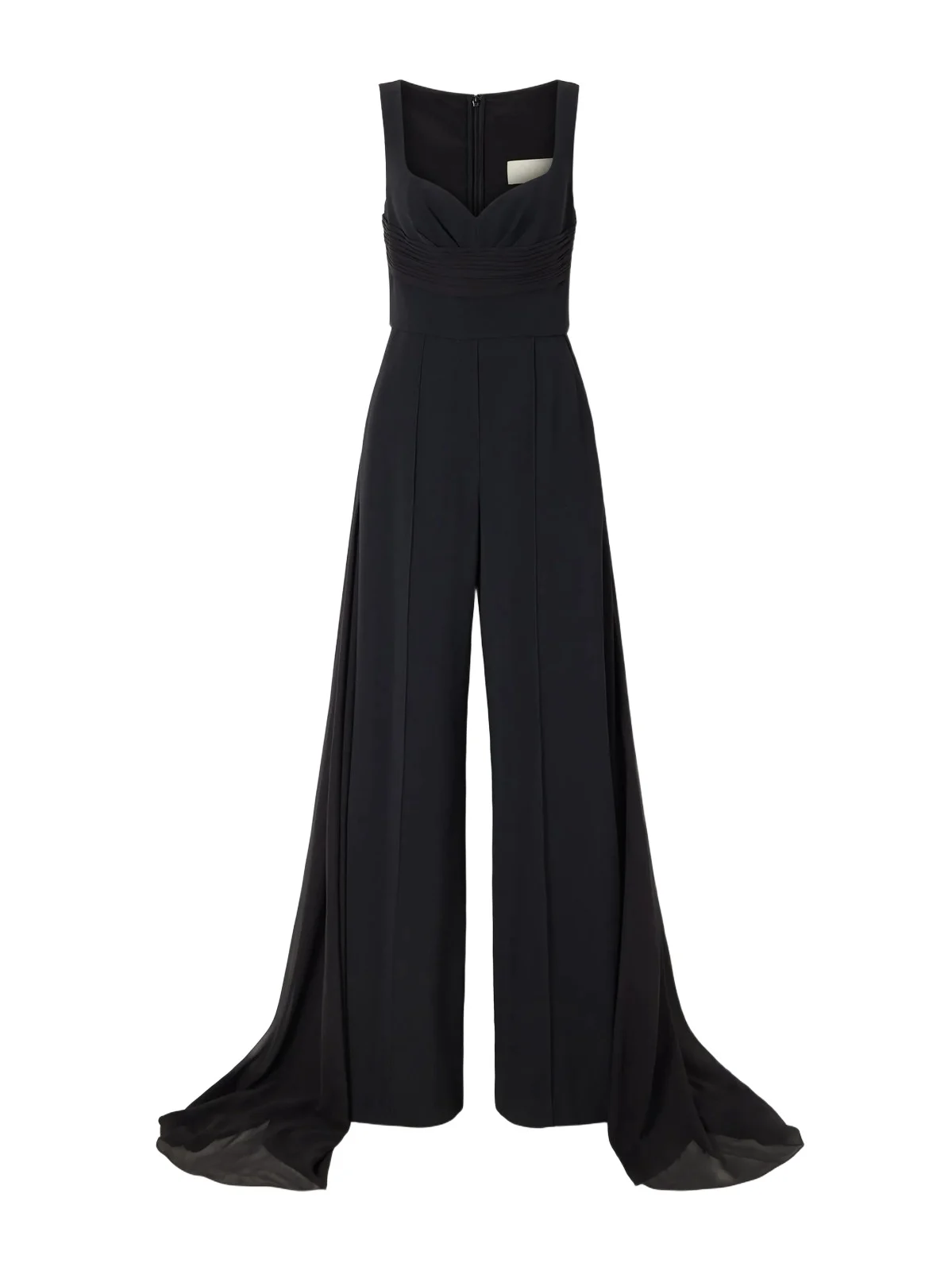 Ruched Chiffon-trimmed Silk-blend Cady Jumpsuit
