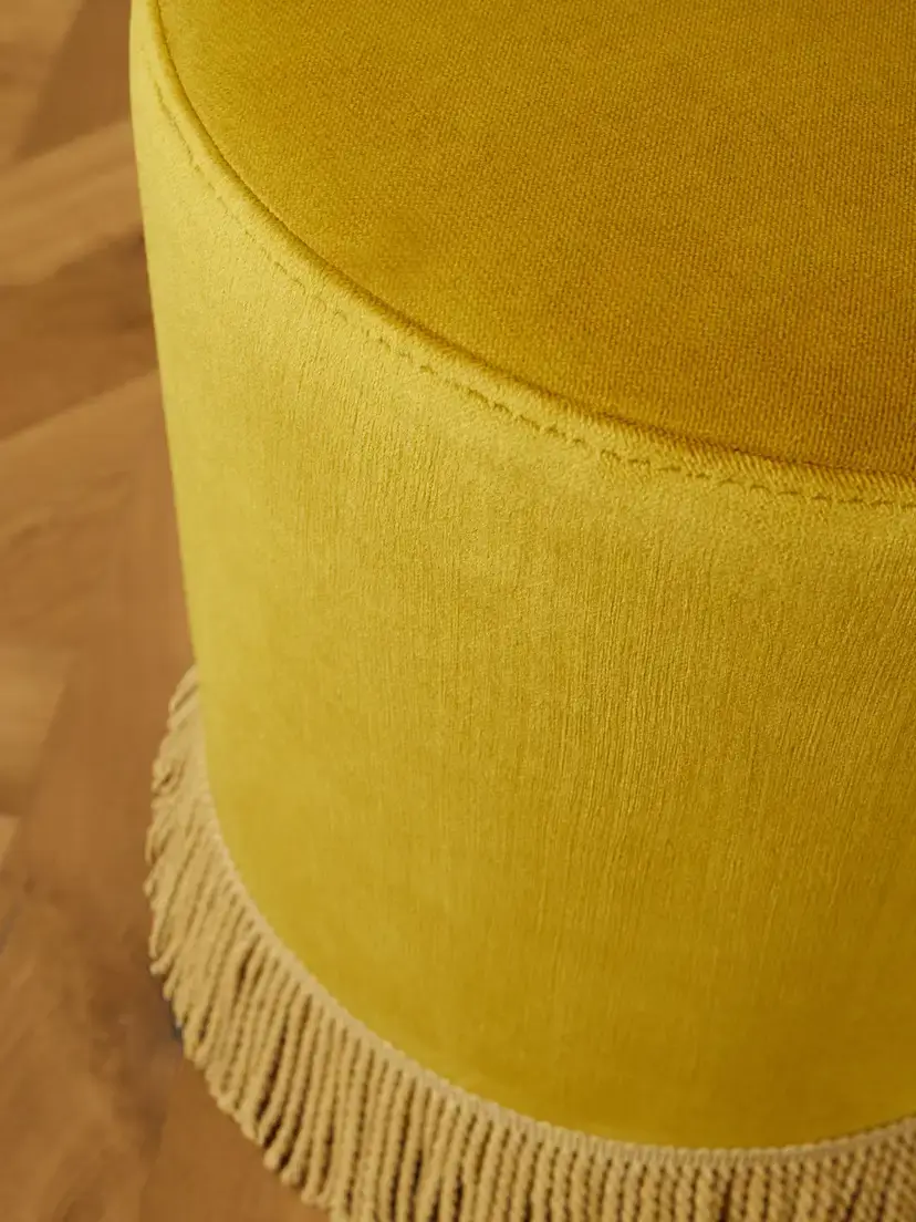 SIX THE RESIDENCE Fringed Velvet Pouf | Thumbnail 3