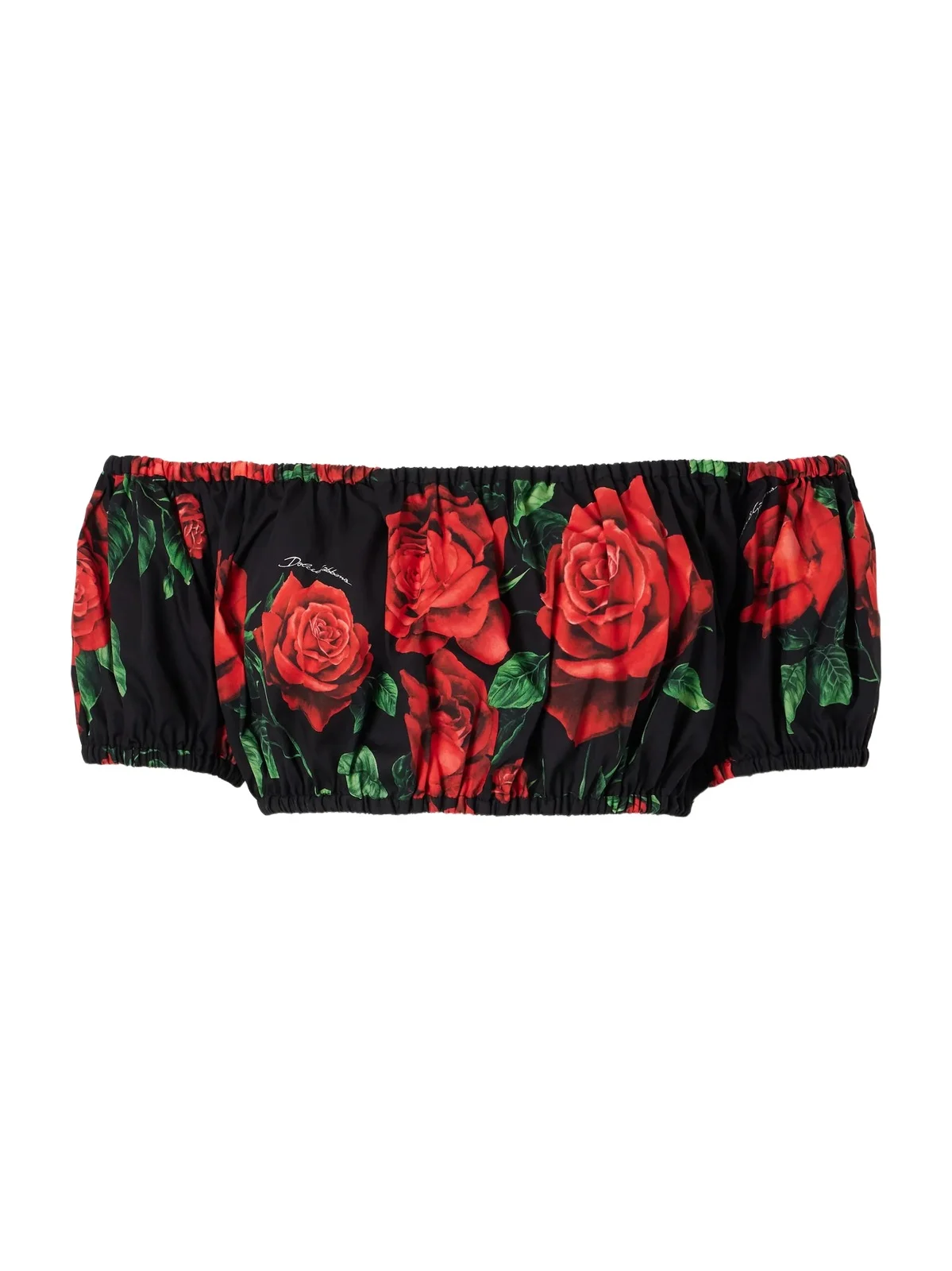 Dolce & Gabbana Off-the-shoulder Cropped Floral-print Cotton-poplin Top