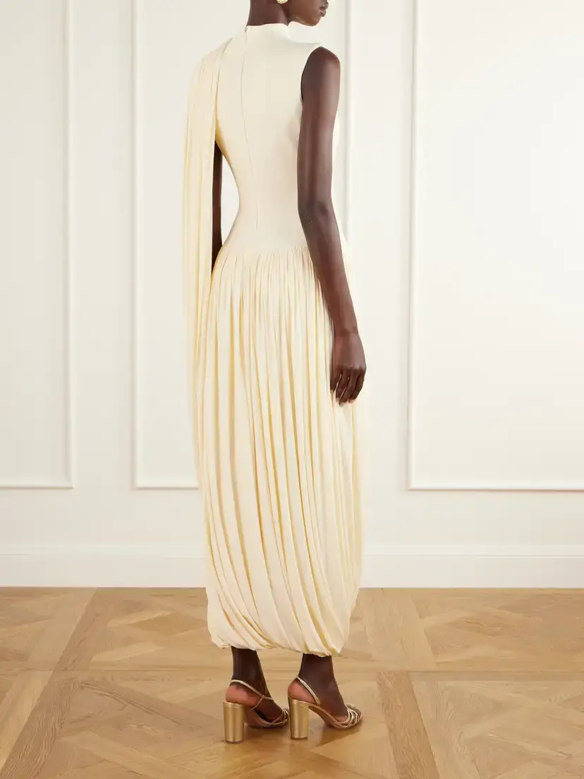 Abadia Asymmetric Draped Stretch Bamboo-jersey Midi Dress | Thumbnail 3 Abadia Asymmetric Draped Stretch Bamboo-jersey Midi Dress | Thumbnail 3