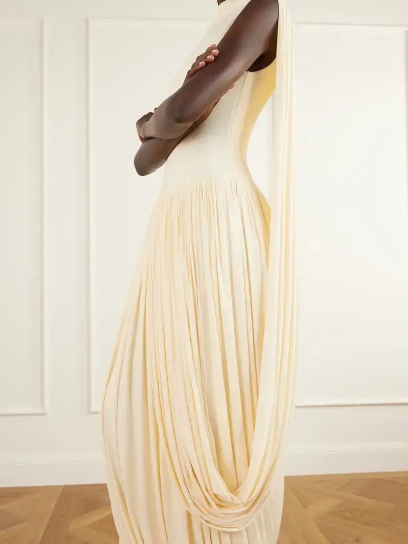 Abadia Asymmetric Draped Stretch Bamboo-jersey Midi Dress | Thumbnail 4 Abadia Asymmetric Draped Stretch Bamboo-jersey Midi Dress | Thumbnail 4