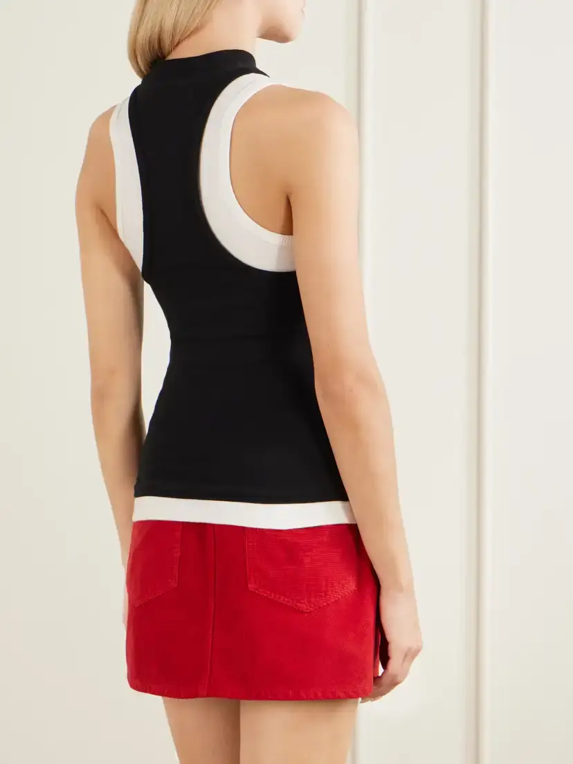 Versace Logo-embroidered Cotton-blend Jersey Tank | Thumbnail 4