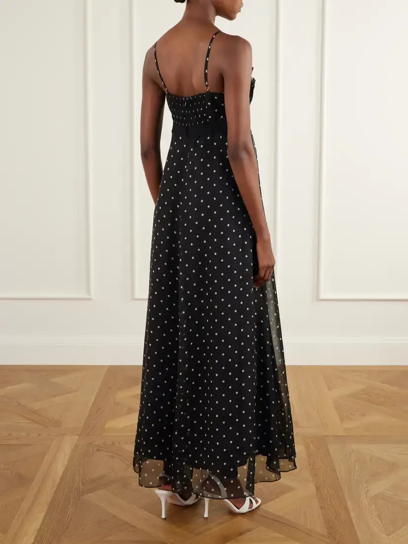 Zimmermann Bow-detailed Pleated Ruffled Polka-dot Chiffon Maxi Dress | Thumbnail 3