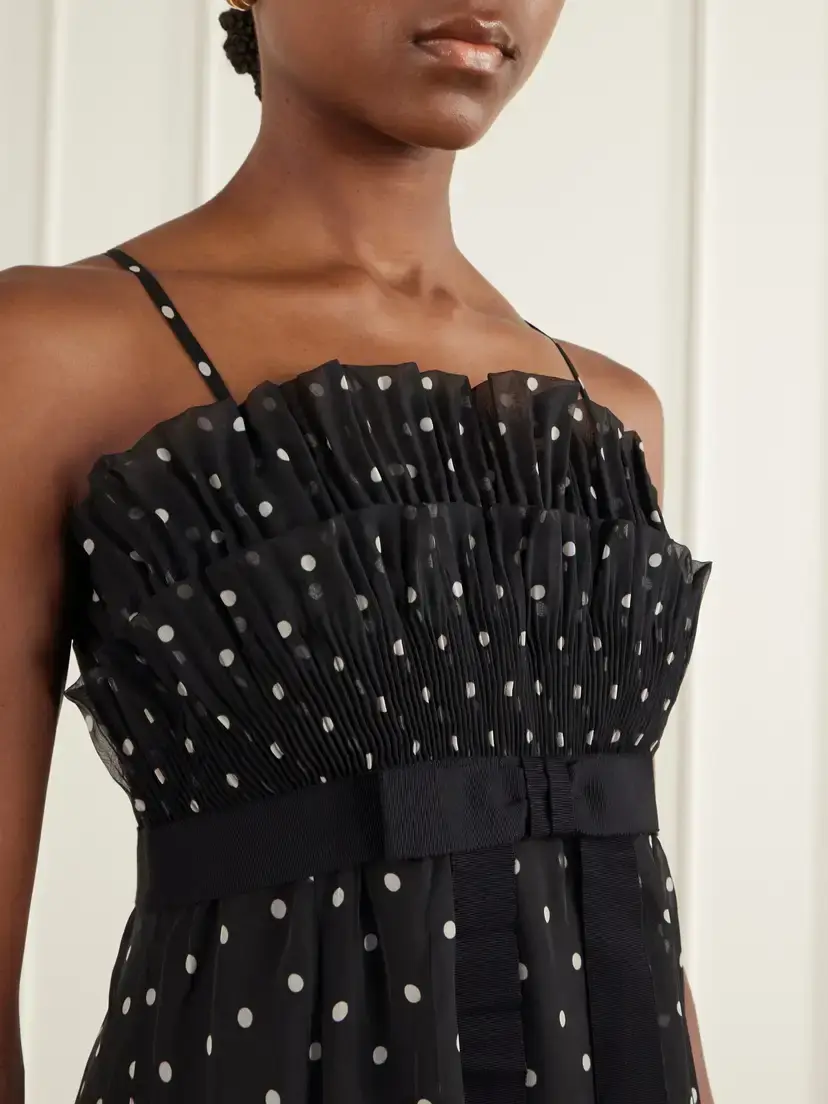Zimmermann Bow-detailed Pleated Ruffled Polka-dot Chiffon Maxi Dress | Thumbnail 4
