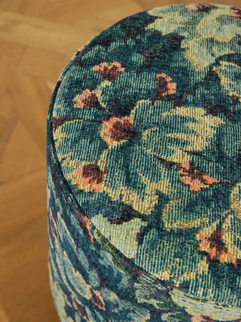 SIX THE RESIDENCE Nobilis Cluny Velvet-jacquard And Wood Pouf - Blue | Thumbnail 3