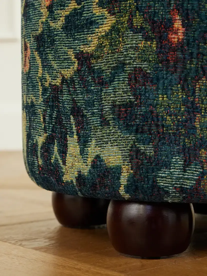 SIX THE RESIDENCE Nobilis Cluny Velvet-jacquard And Wood Pouf - Blue | Thumbnail 4