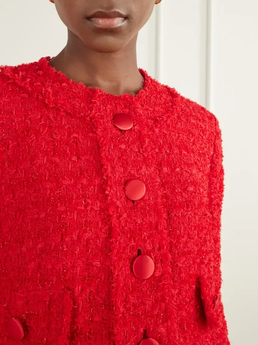 Dolce & Gabbana Cropped Frayed Cotton-blend Tweed Jacket | Thumbnail 4 Dolce & Gabbana Cropped Frayed Cotton-blend Tweed Jacket | Thumbnail 4