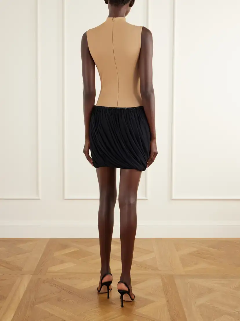 Abadia Draped Bead-embellished Two-tone Jersey Mini Dress | Thumbnail 3 Abadia Draped Bead-embellished Two-tone Jersey Mini Dress | Thumbnail 3