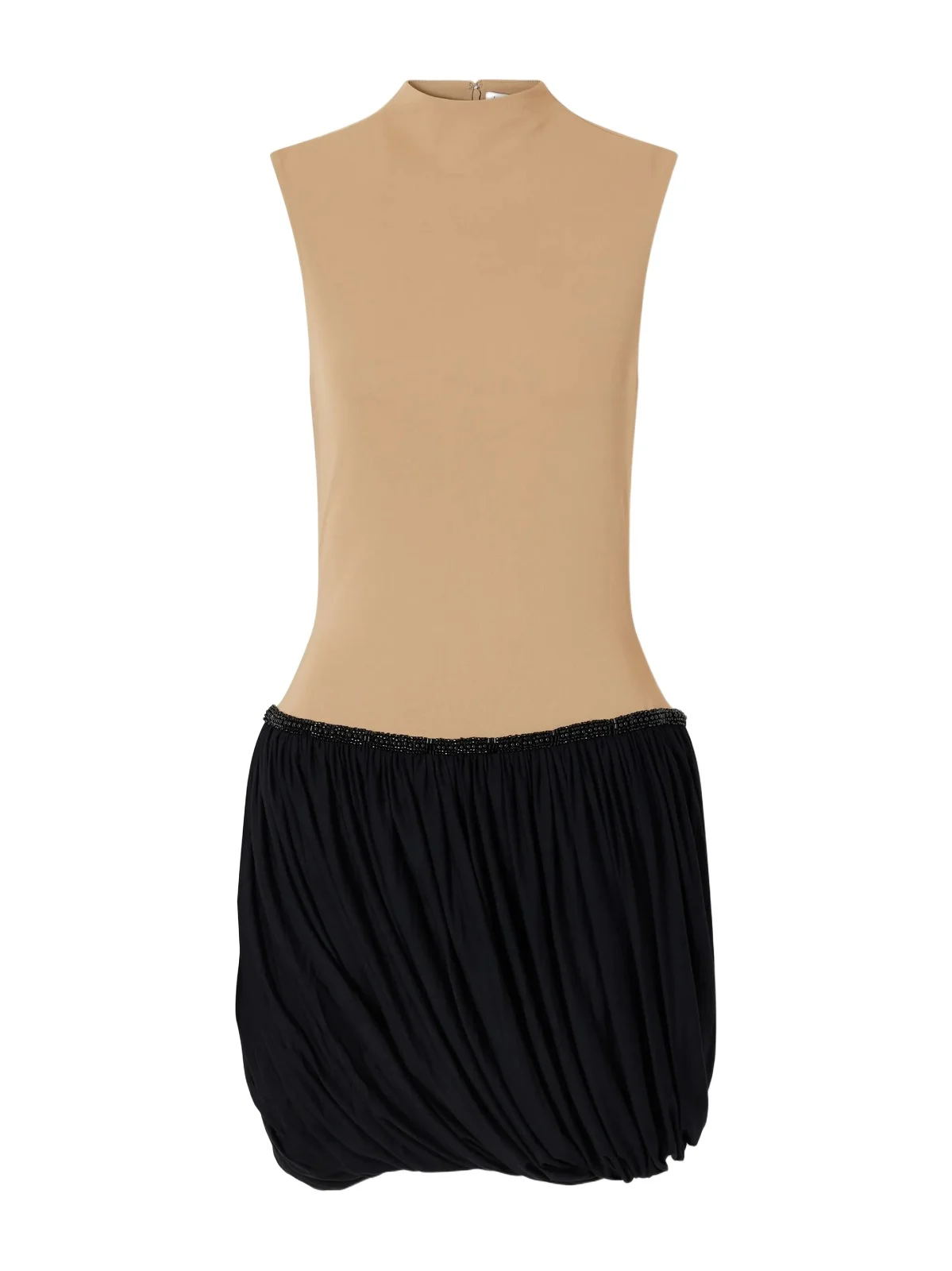 Draped Bead-embellished Two-tone Jersey Mini Dress Draped Bead-embellished Two-tone Jersey Mini Dress