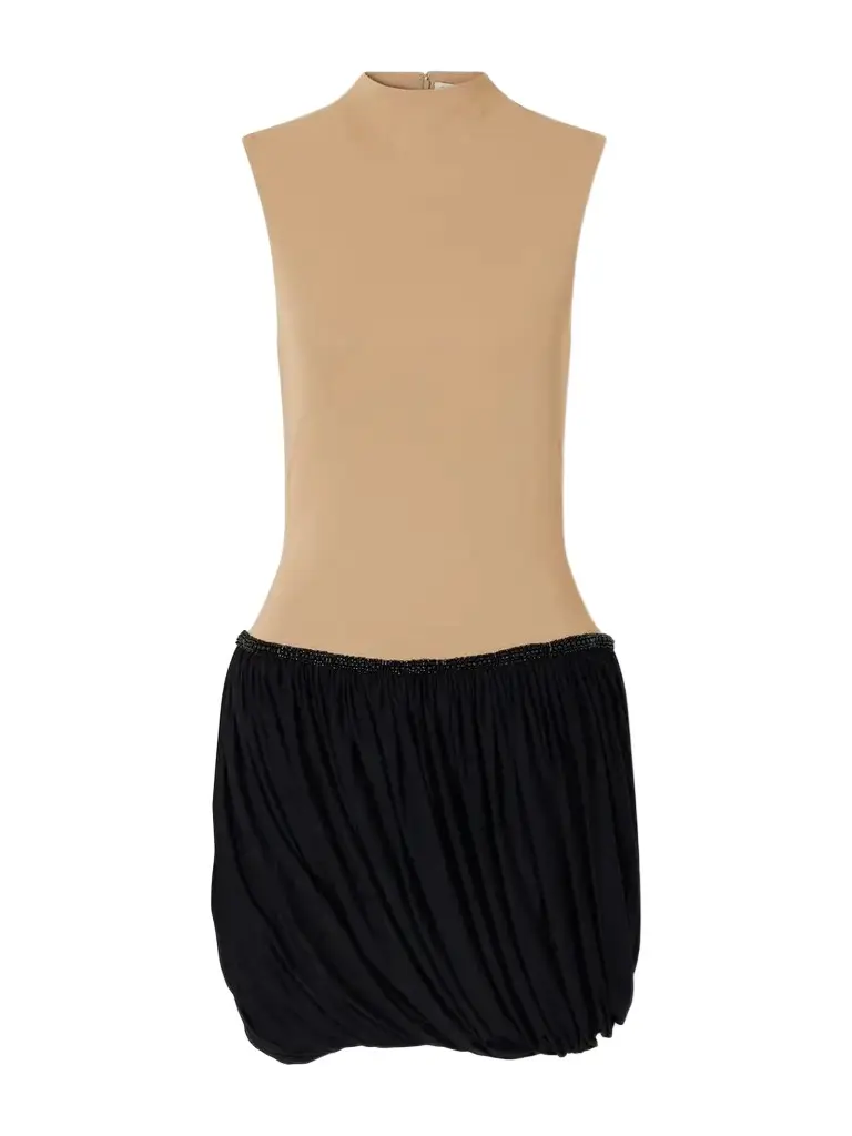 Abadia Draped Bead-embellished Two-tone Jersey Mini Dress | Image 1 Abadia Draped Bead-embellished Two-tone Jersey Mini Dress | Image 1