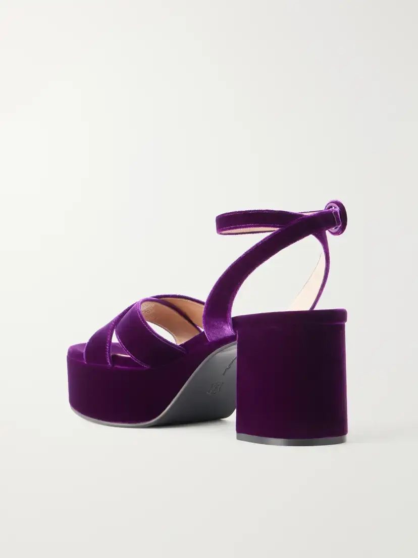 Gianvito Rossi 35 Leather-trimmed Velvet Sandals | Thumbnail 3