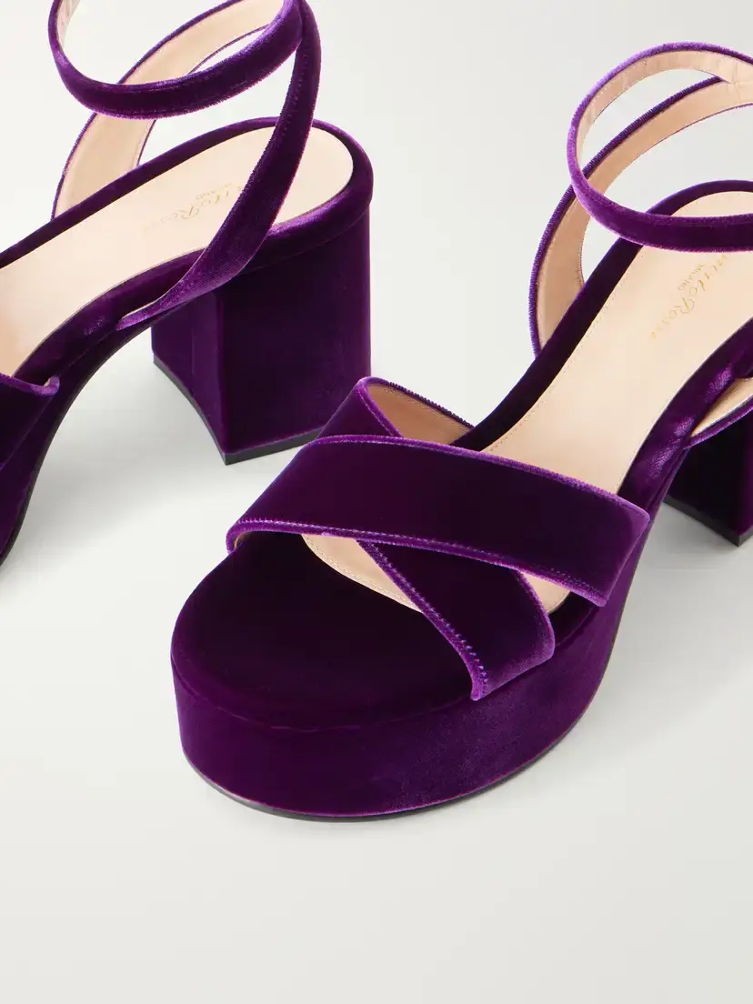 Gianvito Rossi 35 Leather-trimmed Velvet Sandals | Thumbnail 5