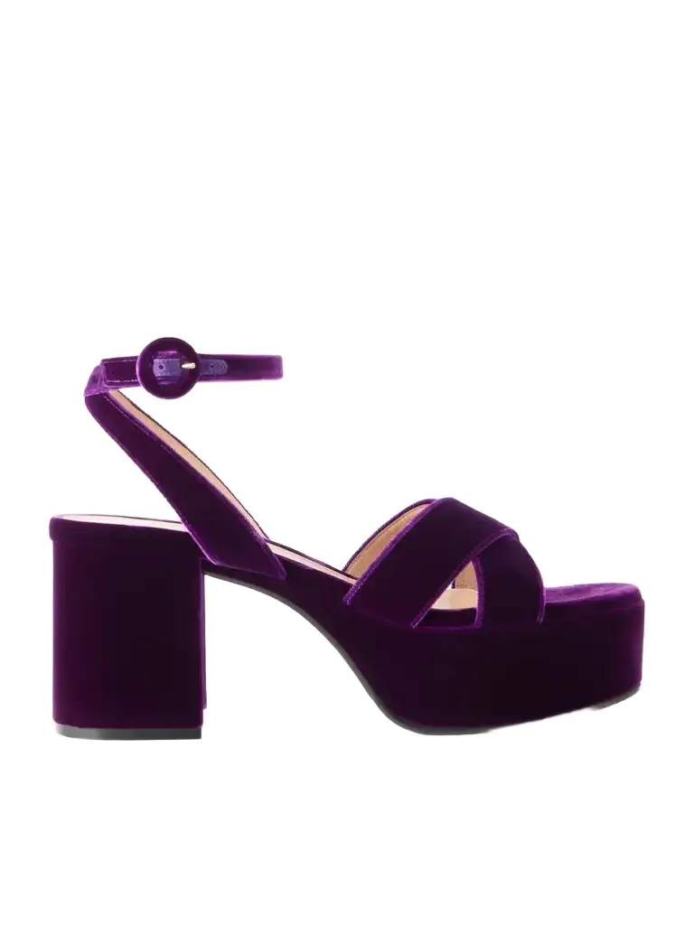 Gianvito Rossi 35 Leather-trimmed Velvet Sandals | Image 1 Gianvito Rossi 35 Leather-trimmed Velvet Sandals | Image 1