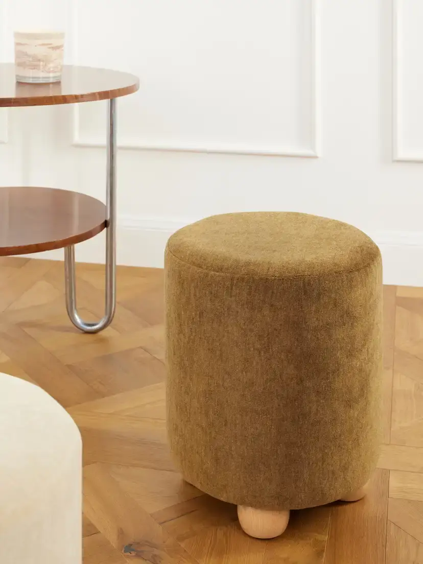 SIX THE RESIDENCE Gingerbread Mohair-velvet Wood Pouf | Thumbnail 2
