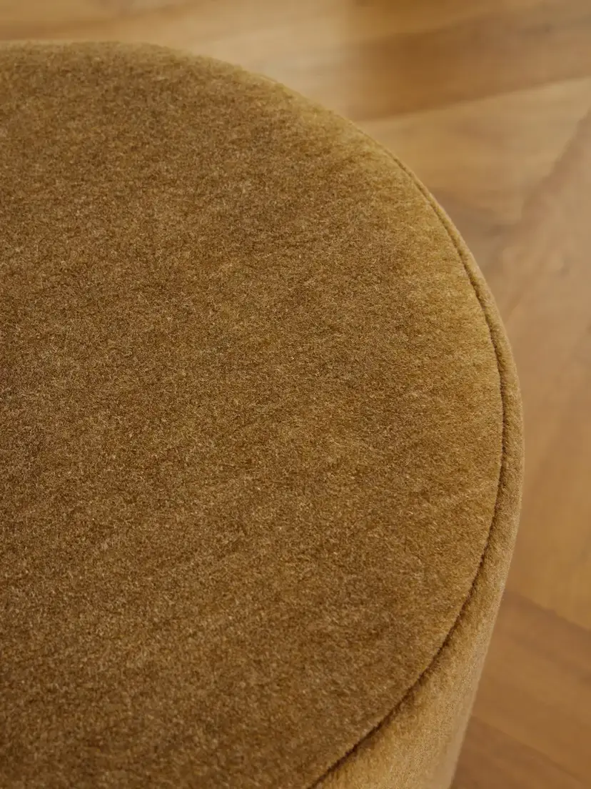 SIX THE RESIDENCE Gingerbread Mohair-velvet Wood Pouf | Thumbnail 4