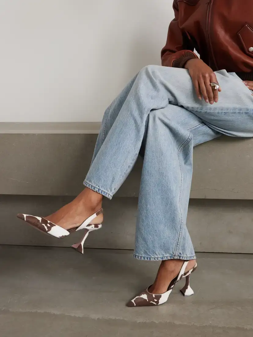 Amina Muaddi Holli 95 Cow-print Calf Hair Slingback Pumps | Thumbnail 2 Amina Muaddi Holli 95 Cow-print Calf Hair Slingback Pumps | Thumbnail 2
