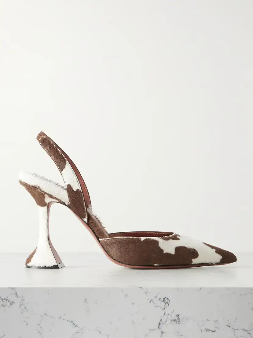 Amina Muaddi Holli Cow-print Calf Hair Slingback Pumps | Image 1 Amina Muaddi Holli Cow-print Calf Hair Slingback Pumps | Image 1