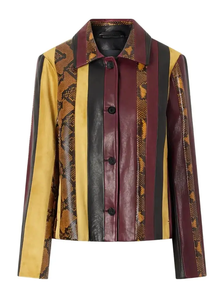 Proenza Schouler Striped Suede-trimmed Snake-effect Leather Jacket | Image 1 Proenza Schouler Striped Suede-trimmed Snake-effect Leather Jacket | Image 1