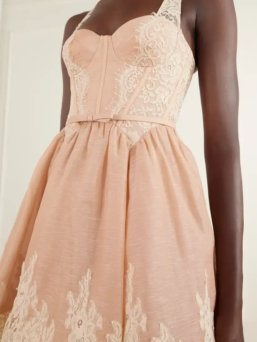 Zimmermann Valiant Belted Lace-trimmed Linen And Silk-blend Corset Mini Dress | Thumbnail 4 Zimmermann Valiant Belted Lace-trimmed Linen And Silk-blend Corset Mini Dress | Thumbnail 4