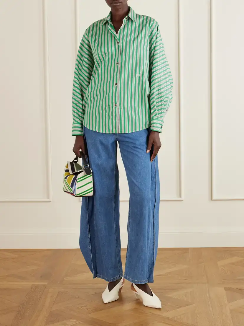 Loewe Puzzle Striped Leather-trimmed Canvas Top-handle Bag | Thumbnail 3