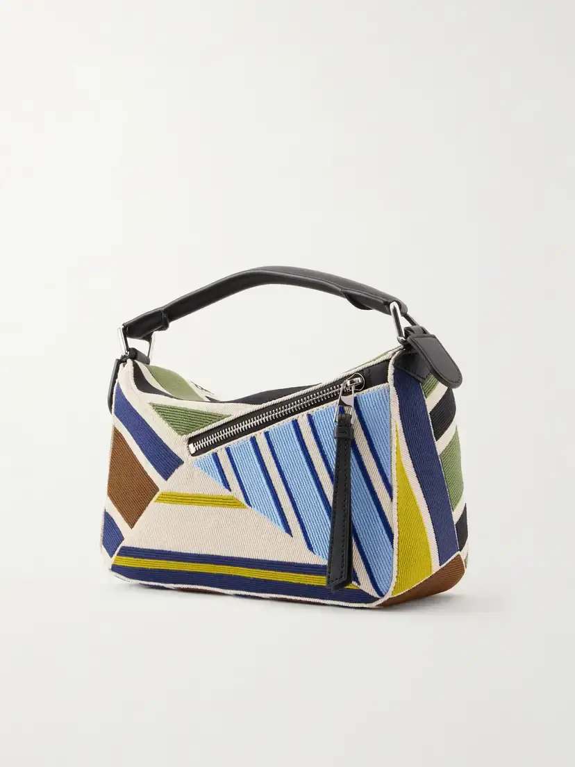 Loewe Puzzle Striped Leather-trimmed Canvas Top-handle Bag | Thumbnail 4