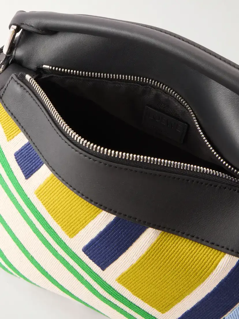 Loewe Puzzle Striped Leather-trimmed Canvas Top-handle Bag | Thumbnail 6