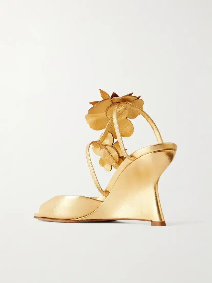 Zimmermann Belara Appliquéd Metallic Leather Wedge Sandals | Thumbnail 3 Zimmermann Belara Appliquéd Metallic Leather Wedge Sandals | Thumbnail 3