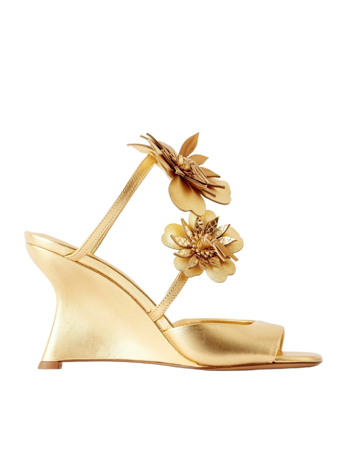 Zimmermann Belara 85 Embellished Metallic Leather Wedge Sandals