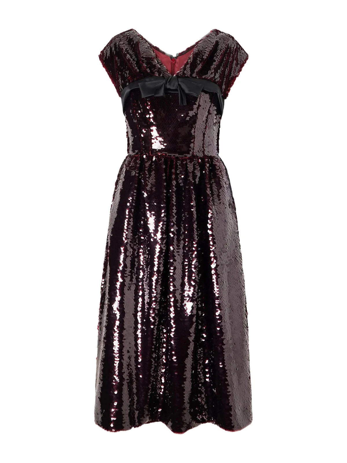 Gathered Bow-detailed Sequined Midi Dress Gathered Bow-detailed Sequined Midi Dress