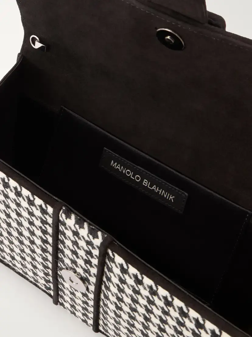 Manolo Blahnik Maycap Suede-trimmed Houndstooth Wool Clutch | Thumbnail 6 Manolo Blahnik Maycap Suede-trimmed Houndstooth Wool Clutch | Thumbnail 6
