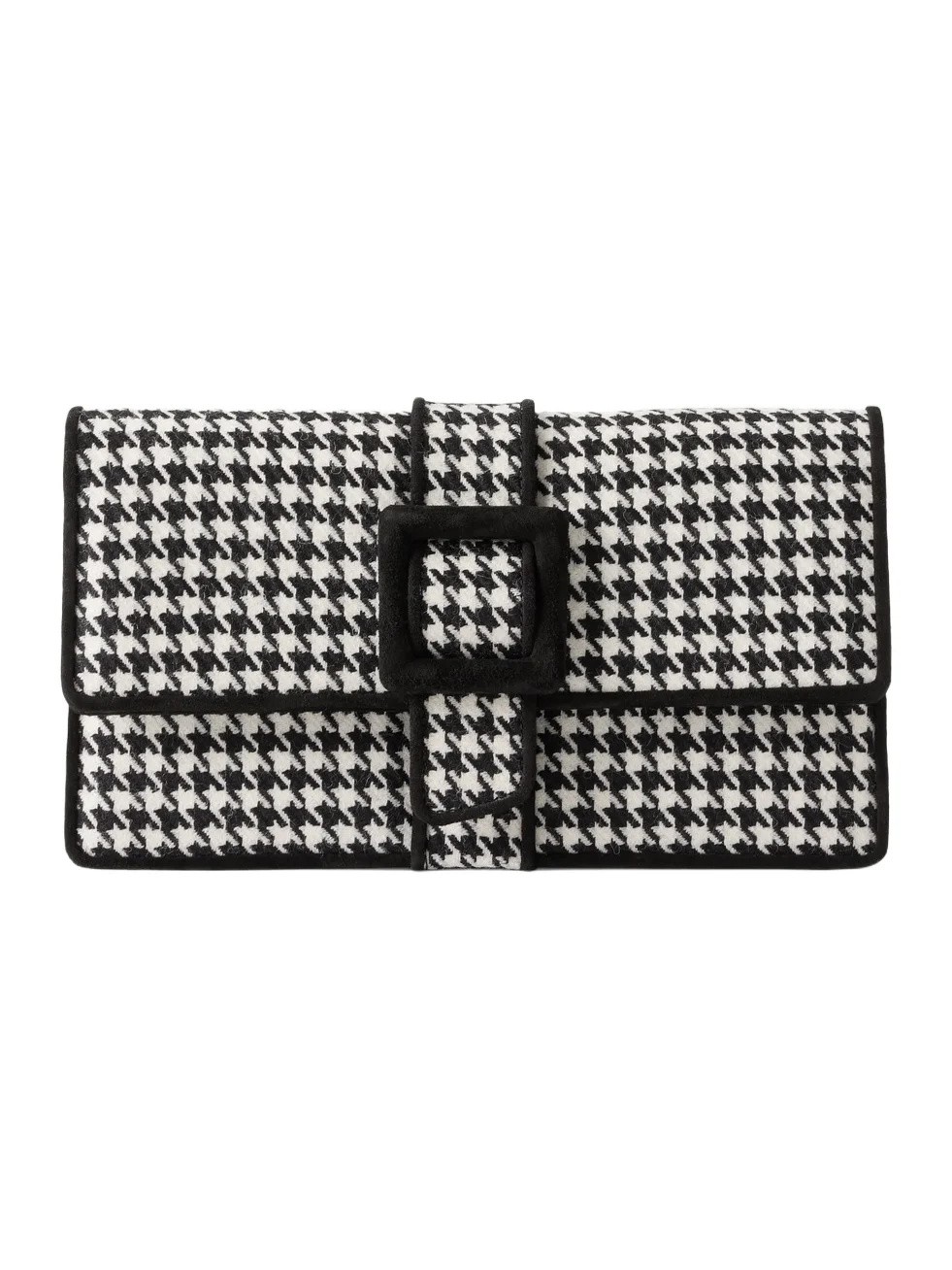 Manolo Blahnik Maycap Suede-trimmed Houndstooth Wool Clutch