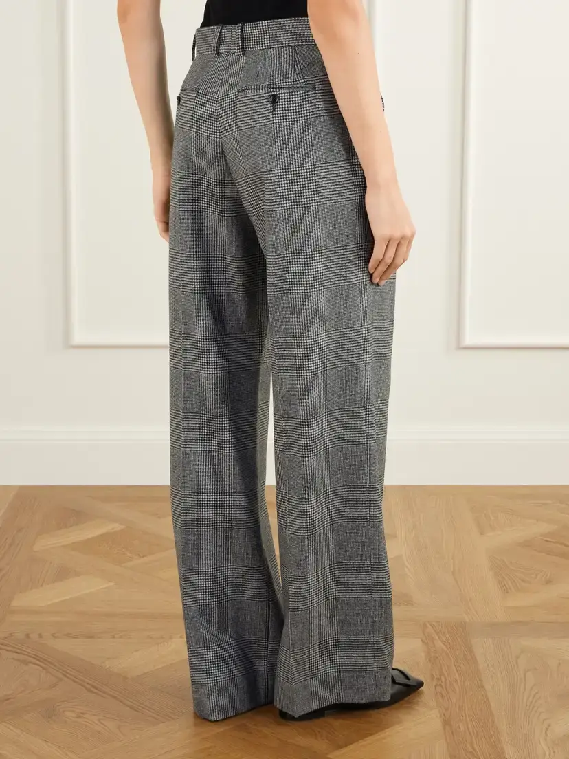 Dolce & Gabbana Pleated Prince Of Wales Checked Wool And Cashmere-blend Flannel Wide-leg Pants | Thumbnail 4 Dolce & Gabbana Pleated Prince Of Wales Checked Wool And Cashmere-blend Flannel Wide-leg Pants | Thumbnail 4