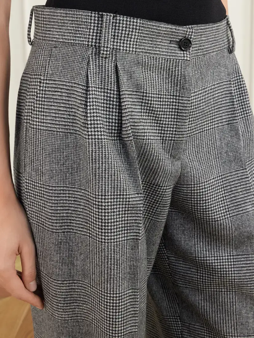 Dolce & Gabbana Pleated Prince Of Wales Checked Wool And Cashmere-blend Flannel Wide-leg Pants | Thumbnail 5 Dolce & Gabbana Pleated Prince Of Wales Checked Wool And Cashmere-blend Flannel Wide-leg Pants | Thumbnail 5