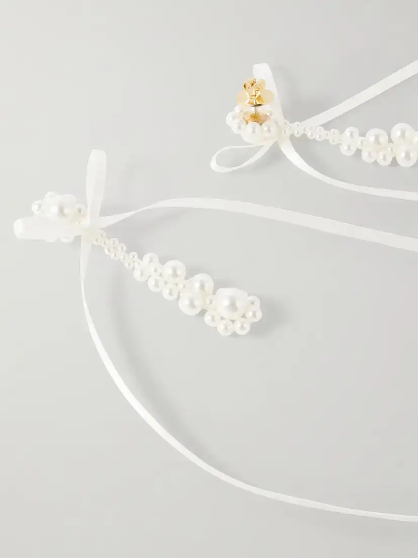 Simone Rocha Victorian Bow-detailed Pearl-like Earrings | Thumbnail 3 Simone Rocha Victorian Bow-detailed Pearl-like Earrings | Thumbnail 3