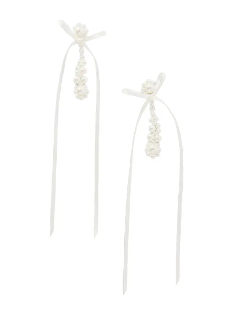 Simone Rocha Victorian Bow-detailed Pearl-like Earrings | Image 1 Simone Rocha Victorian Bow-detailed Pearl-like Earrings | Image 1