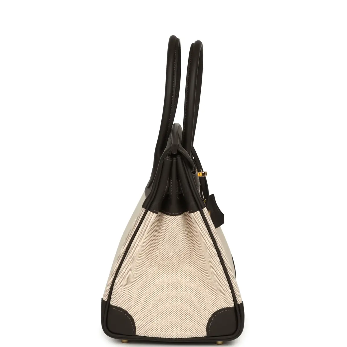 HERMÈS Hermes Birkin 30 Ecru and Beige Toile H Canvas, Bai Brun Swift Gold Hardware | Thumbnail 3 HERMÈS Hermes Birkin 30 Ecru and Beige Toile H Canvas, Bai Brun Swift Gold Hardware | Thumbnail 3